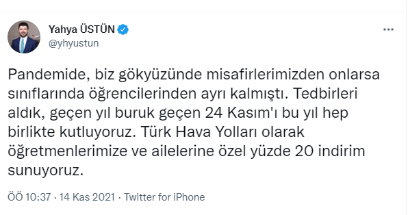 Türk Hava Yolları Öğretmenler Günü’nü %20 İndirimle Kutluyor 24 Nisan 2024