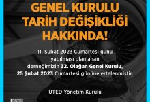 UTED’in 32.Genel Kurulu 25 Şubatta 29 Mart 2023