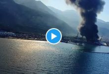 İskenderun Limanı'nda çıkan yangınları söndürme çalışmaları 21 Mart 2023
