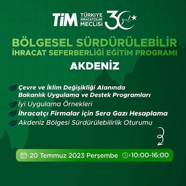 TİM Bölgesel Sürdürülebilir İhracat Seferberliği Akdeniz Eğitim Programı