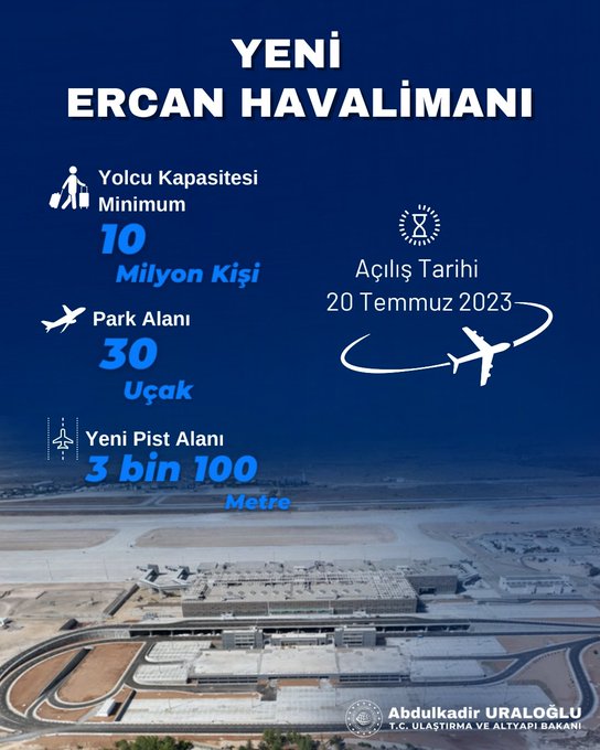 Yeni Ercan Havalimanı 20 Temmuz'da Açılacak 1 Aralık 2023