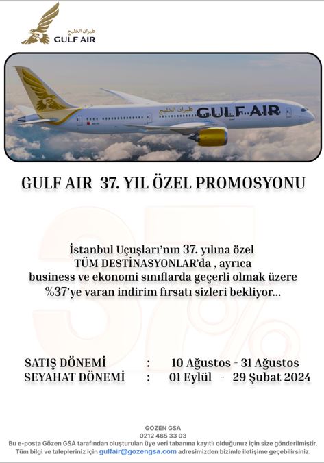 Gulf Air, İstanbul uçuşlarının 37. yılını kutluyor 10 Mayıs 2024