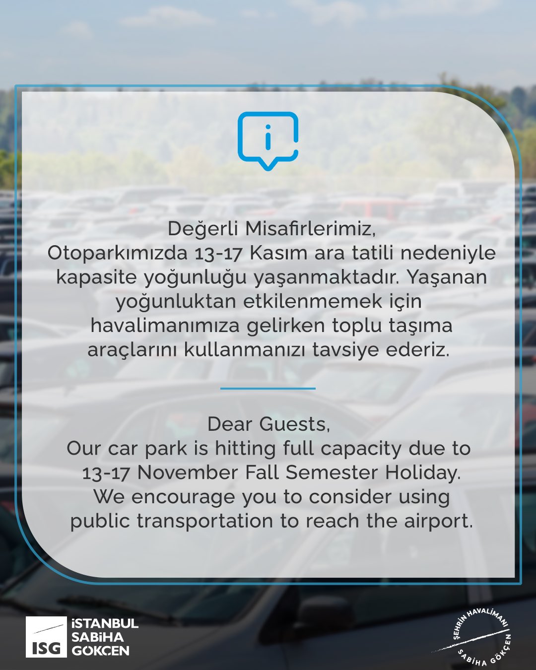 Sabiha Gökçen Havalimanı Otopark’ında ara tatil yoğunluğu Sabiha Gökçen Havalimanı Otopark'ında ara tatil yoğunluğu 24 Kasım 2025
