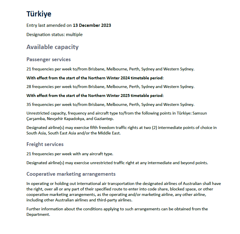 Avustralya ve Türkiye Arasında Yeni Hava Ulaşımı Anlaşması 29 Mart 2024