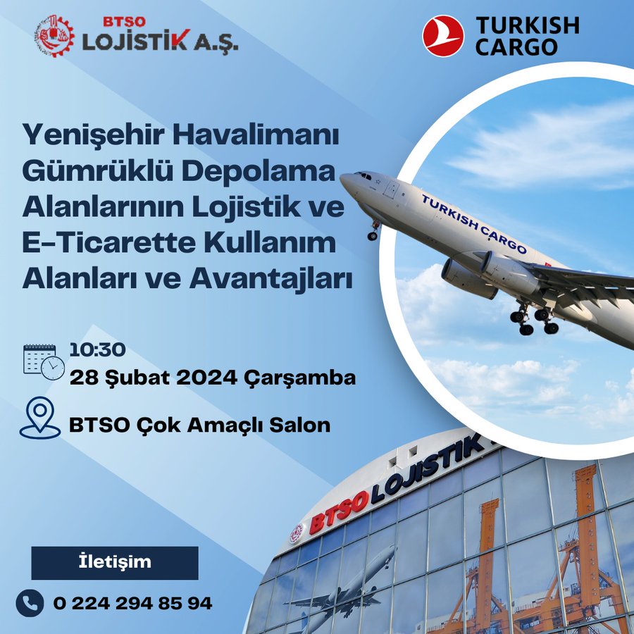Lojistik ve e-ticaret süreçlerinde Bursa Yenişehir Havalimanı 8 Mayıs 2024