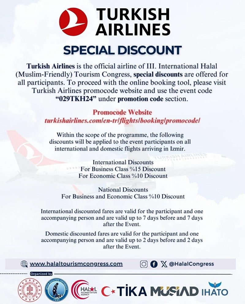 Turkish Airlines, III. International Halal Tourism Congress'in resmi havayolu 28 Nisan 2024