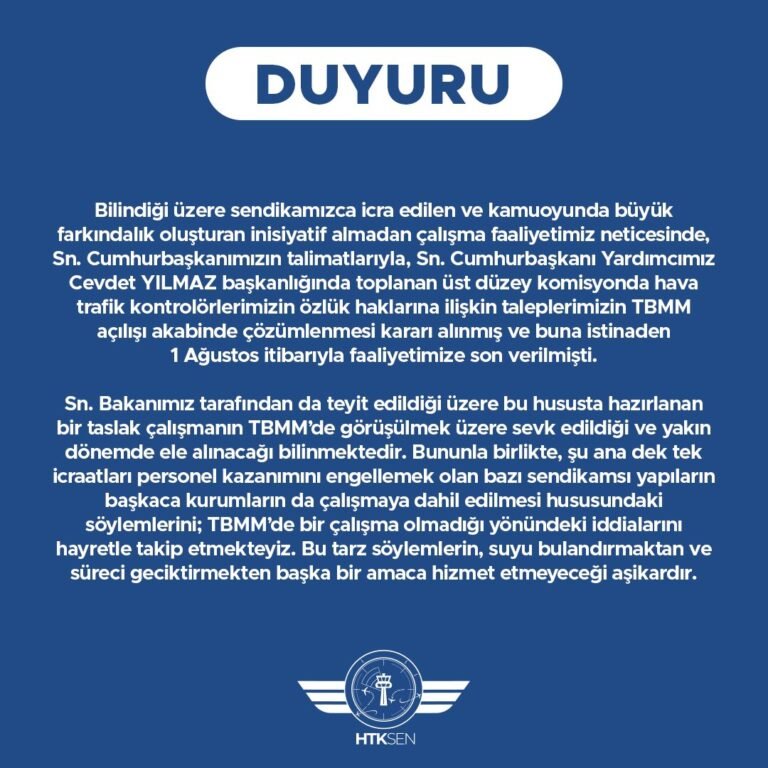 Hava Trafik Kontrolörleri Sendikası'ndan Açıklama
