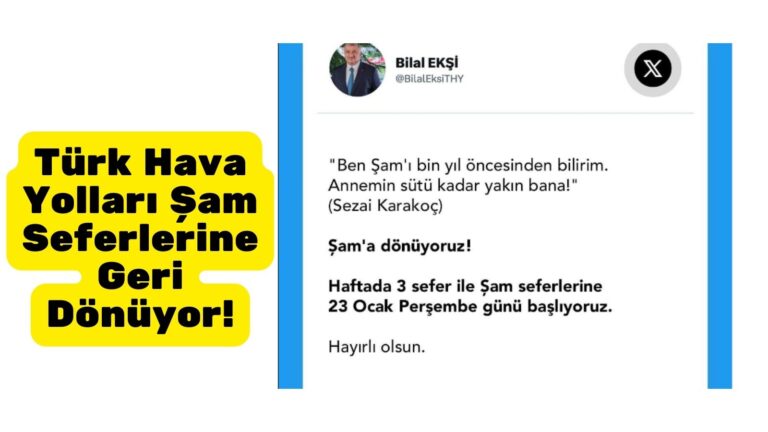 Türk Hava Yolları Șam Seferlerine Geri Dönüyor! Türk Hava Yolları Șam Seferlerine Geri Dönüyor!