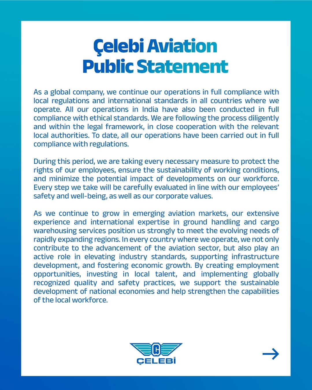Çelebi Havacılık’tan Hindistan Açıklaması