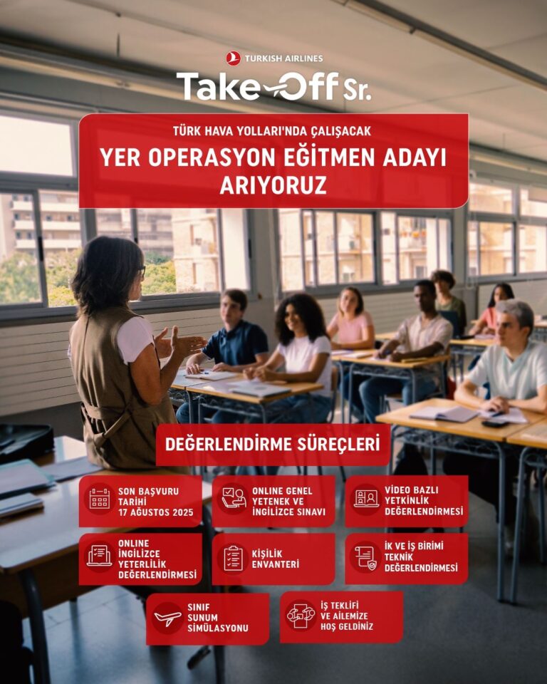 TÜRK HAVA YOLLARI HAVACILIK AKADEMİSİ, GELECEĞİN YER OPERASYON EĞİTMENLERİNİ ARIYOR 12 Ağustos 2025