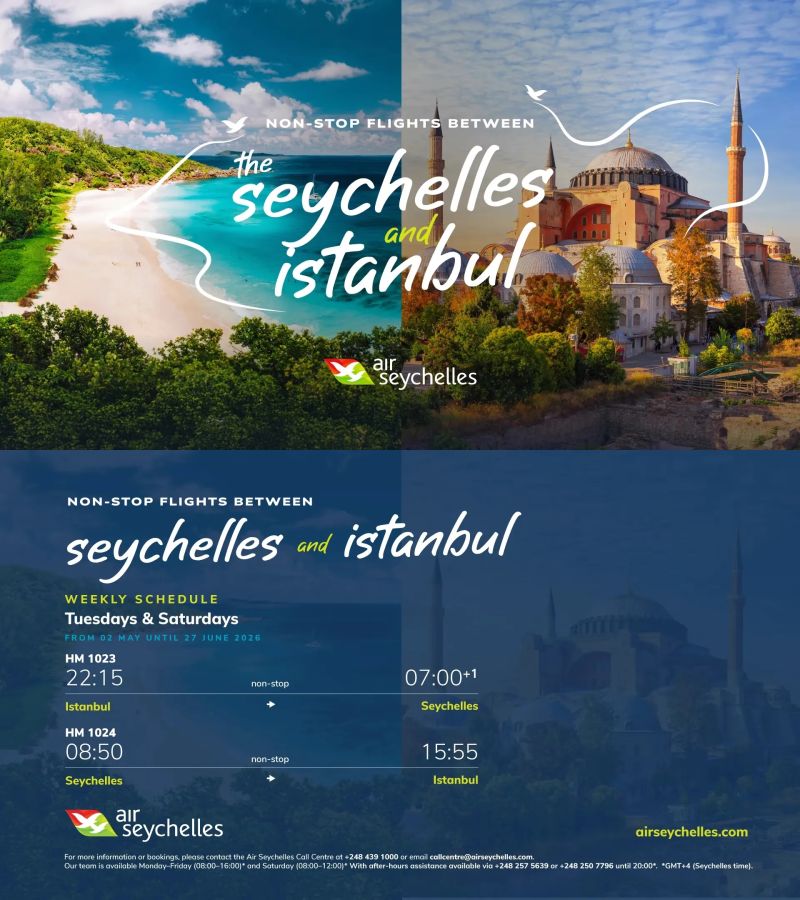 AIR SEYCHELLES İSTANBUL SEFERLERİ 2 MAYISTA BAŞLIYOR 11 Nisan 2026