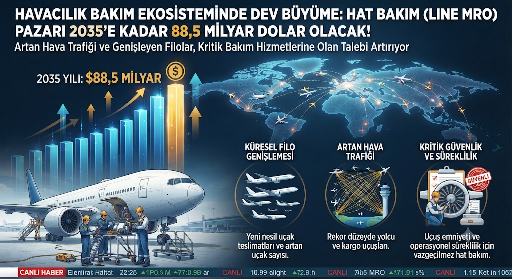 HAVA ARACI HAT BAKIM PAZARI 2035’E KADAR 88,5 MİLYAR DOLARA ULAŞACAK! 30 Haziran 2026