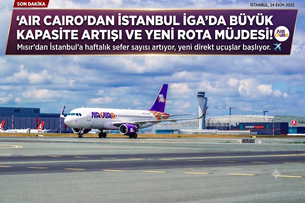 AIR CAIRO’DAN İSTANBUL İGA’DA ARTAN KAPASİTE VE YENİ ROTA MÜJDESİ 24 Temmuz 2026