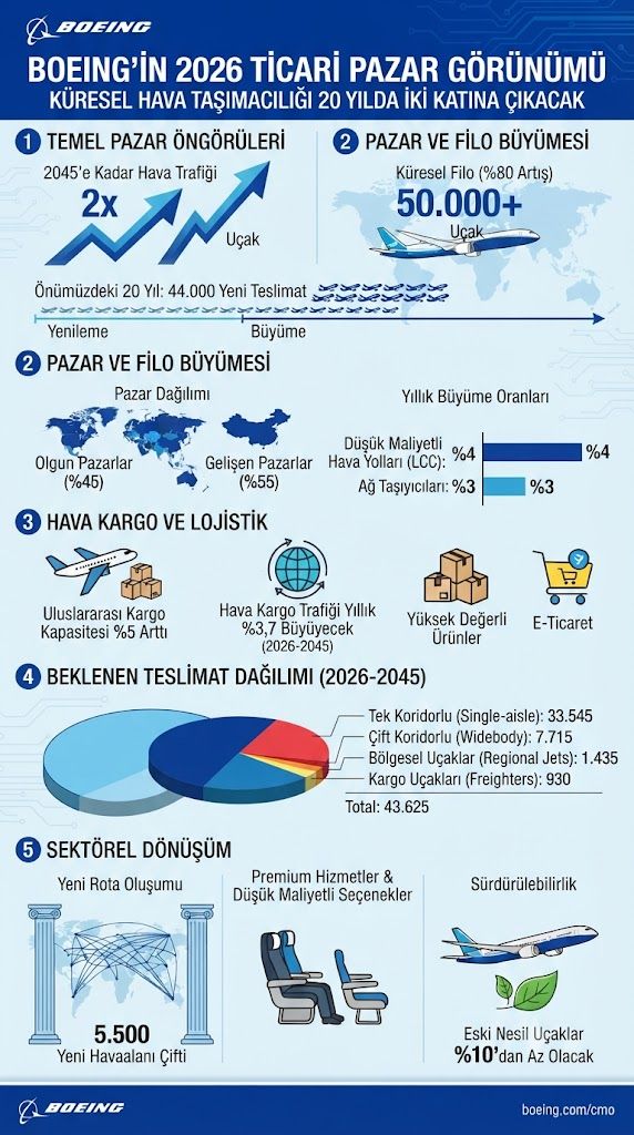 KÜRESEL HAVA TAŞIMACILIĞI 20 YILDA İKİ KATINA ÇIKACAK 18 Temmuz 2026