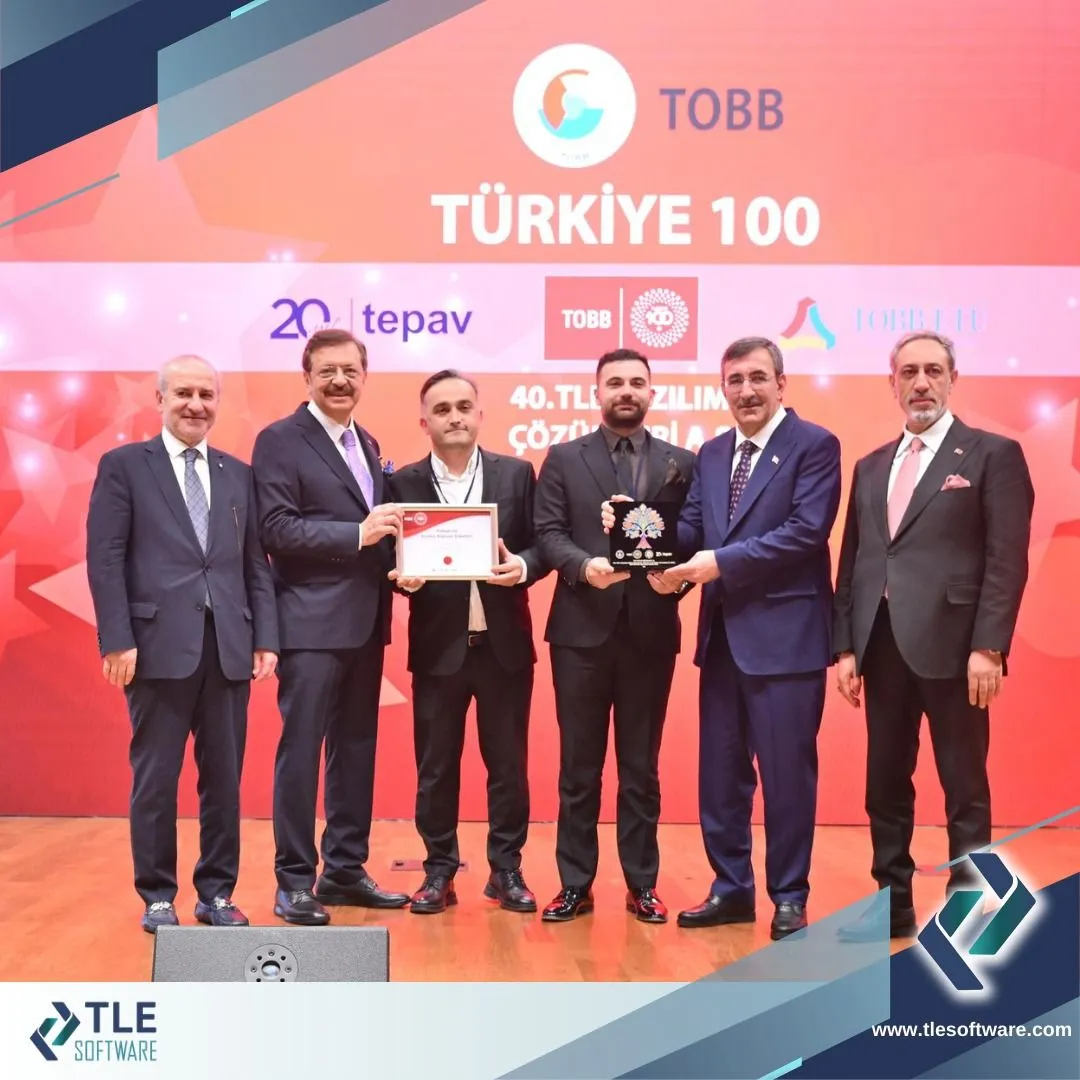 TLE Yazılım En Hızlı Büyüyen Şirketler Listesi’nde 40. sırada yer aldı. TLE Yazılım’ın ödülünü, Genel Müdür Özcan Vurgun ve Genel Müdür Yardımcısı Soykan Durdağı, Cumhurbaşkanı Yardımcısı Yılmaz ve TOBB Başkanı Hisarcıklıoğlu’nun elinden aldı.